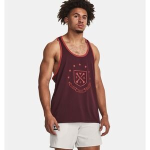 UNDER ARMOUR Project Rock Gym Tank Shirt Maroon Red Size L *NEW* 1380109-600 $55